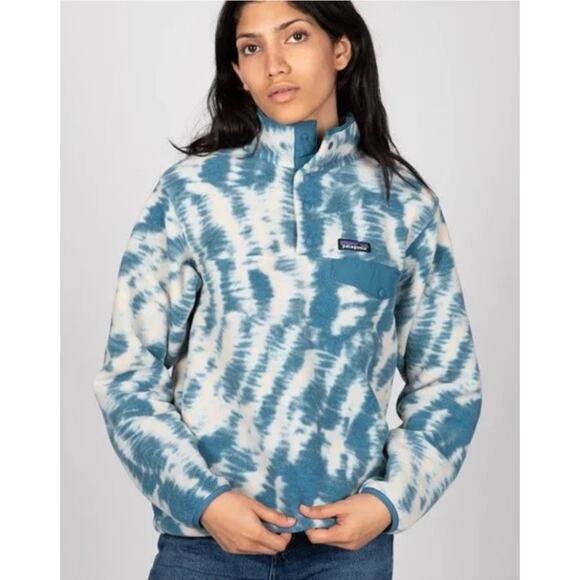PATAGONIA Synchilla Snap-T Fleece Pullover Mighty Mycelium Wavy Blue Tie Dye M - Picture 1 of 11